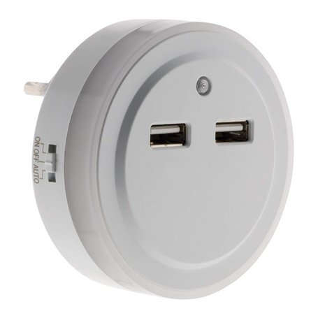 Veilleuse LED automatique avec 2 ports USB - Otio