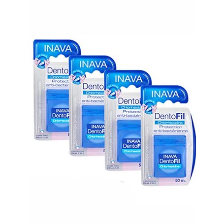 Inava fil dentaire Dentofil chlorhexidine 50 mètres lot de 4