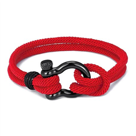 ZENSE - Bracelet manille nautique rouge pour homme en corde tressé ZB0371