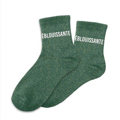 Chaussettes vertes paillettes "Eblouissante"