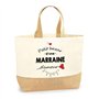 Sac Marraine d'Amour | Cabas de Plage Courses Coton et Toile de Jute Idée Cadeau Femme