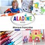 Aladine - 26 Tampons Lettres Alphabet avec Encreur - Tampons Enfant dès 4 ans - Stampominos - Encre Lavable – Pour Écrire Mots P