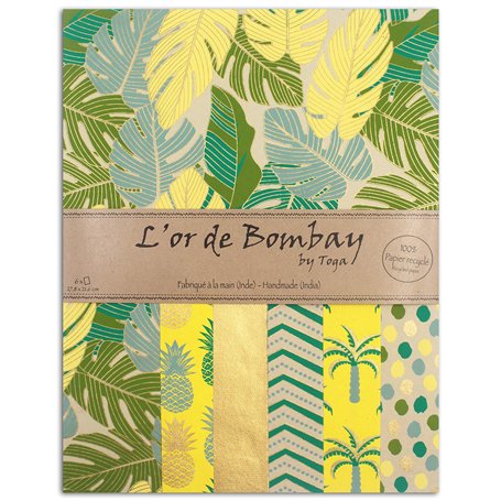 DRAEGER PARIS 1886 Lot de feuilles Bombay-Jaune Vert Or