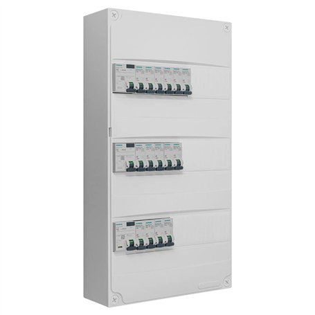 Tableau 3 rangées pré-équipé 3 inter. diff. 40A + 15 disjoncteurs