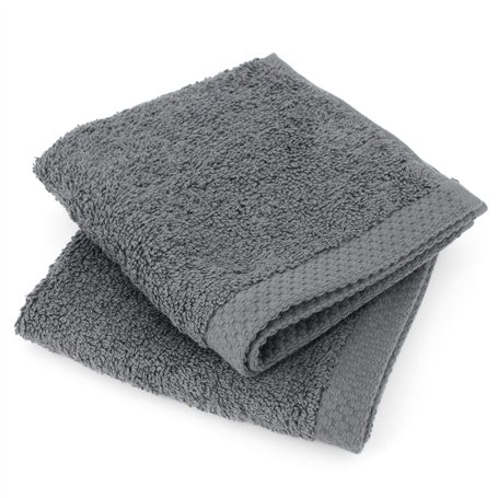 Lot de 2 Serviettes invité 30x30 cm Pure Anthracite 550 g/m2