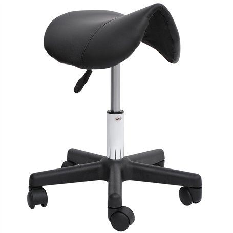 HOMCOM Tabouret de massage tabouret selle ergonomique pivotant 360° hauteur réglable revêtement synthétique noir