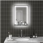 HOMCOM Miroir Lumineux LED 22 W Interrupteur Tactile étagère intégrée 50L x 4l x 70H cm