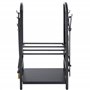 Outsunny Porte bûches - Range bûches Serviteur de cheminée - Multi Accessoires 2 étagères 40L x 30l x 75H cm métal Noir