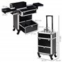 HOMCOM Valise Trolley Maquillage Mallette cosmétique Vanity poignée télescopique réglable 34L x 25l x 62H cm alu. Noir