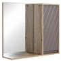 HOMCOM Miroir de Salle de Bain avec étagère et Placard - système Fixation intégré - Panneaux Particules chêne Clair Gris