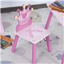 HOMCOM Ensemble Table et chaises Enfant Design Princesse Motif Couronne Bois pin MDF Rose