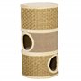 PawHut tonneau à gratter pour Chat Arbre à Chat sisal Naturel et herbiers Marins recouvert de Peluche 37