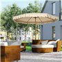 Outsunny Parasol de jardin Parasol droit Parasol inclinable rond Ø 264 cm avec volants tissu polyester haute densité anti-UV mât