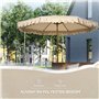 Outsunny Parasol de jardin Parasol droit Parasol inclinable rond Ø 264 cm avec volants tissu polyester haute densité anti-UV mât