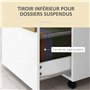 Vinsetto Caisson de Bureau à roulettes Meuble de Rangement Mobile avec 2 tiroirs coulissants trieur à dossiers 48 x 40 x 59,5 cm
