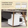 Vinsetto Caisson de Bureau à roulettes Meuble de Rangement Mobile avec 2 tiroirs coulissants trieur à dossiers 48 x 40 x 59,5 cm