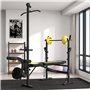 HOMCOM Ensemble haltères et barre 20 kg avec 6 haltères disques de 1,5 kg, 2,5 kg et 5 kg gym musculation orange vert et jaune
