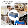 DURHAND Caisse boite à outils en métal transportable avec 3 poignées, 2 loquets, dim. 50L x 26l x 18,5H cm, bleu