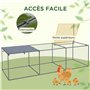 PawHut Enclos poulailler Cage clapier extérieur 3 m² pour Petits Animaux dim. 3 x 1 x 0,8 m Acier galvanisé, 1 Porte supérieure,