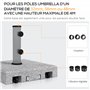 Outsunny Pied de Parasol - Base de lestage en Granit carré pour mât Ø32 Ø38 Ø48 mm 28kg Socle avec 2 roulettes, poignée rétracta