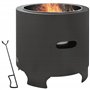 Outsunny Brasero sans fumée Foyer à Bois extérieur Rond Portable en métal avec Pot intérieur en Acier Inoxydable tisonnier poign