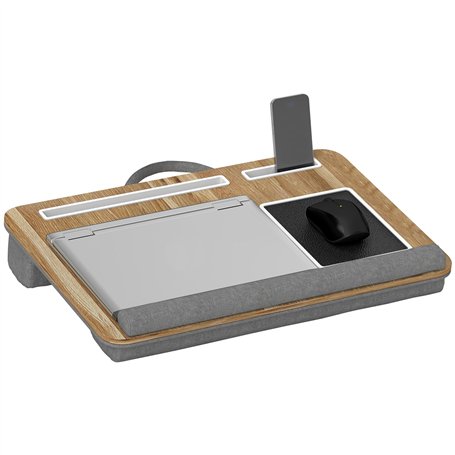 HOMCOM Support Ordinateur Portable lit Plateau pour Ordinateur Portable Table de lit avec traversin