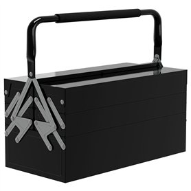 DURHAND Boite à outils métallique - coffret à outils - caisse à outils 3 niveaux 5 plateaux rétractables - tôle acier noir