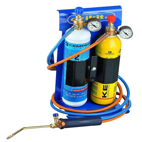 KEMPER - Chalumeau BI Gaz Professionnel OXYKIT 3300°C Avec réducteurs GAZ Manomètres +2 pointes Kit complet Brasage et soudage