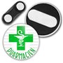 Badgmania Badge Magnétique 3.8cm Pharmacien Caducée Esculape Croix Verte Fond Blanc Identifiant Pharmacie