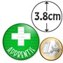 Badgmania Badge Magnétique 3.8cm Apprentie en Pharmacie Croix Fond Vert Identifiant Pharmacie