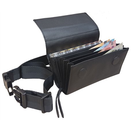 Claire-FONCET Sacoche Banane Monnayeur en Véritable Cuir de Bovin avec Distributeur 8 Pièces Transparent Euro