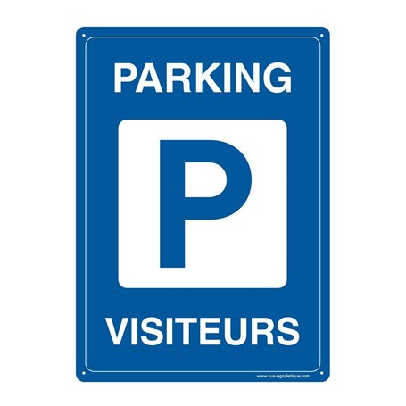 AUA SIGNALETIQUE - Panneau Prépercé avec Angles arrondis - Parking Visiteurs - 210x300 mm