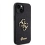 Guess GUHCP15SHG4SGK Coque pour iPhone 15 6,1" Noir Coque Rigide Script à Paillettes Grand 4G