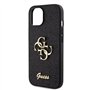 Guess GUHCP15SHG4SGK Coque pour iPhone 15 6,1" Noir Coque Rigide Script à Paillettes Grand 4G