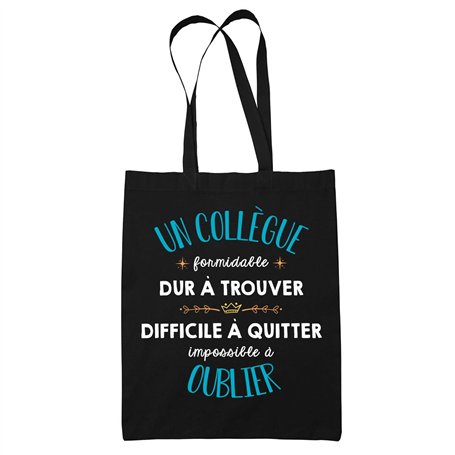 Planetee Tote Bag Formidable Collègue Noir| Idée Cadeau Travail Boulot Métier Départ Retraite Collègue Homme Sac Cabas Réutilisa