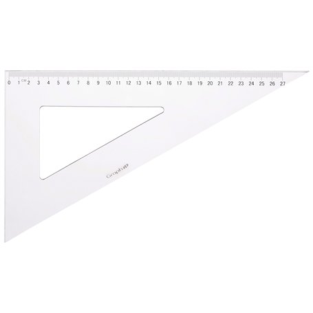 Graph'it - Equerre Plastique Transparente Graduée 30 cm - 60 Degrés - Outil de Dessin Scolaire et Professionnel - Double Bordure