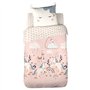 CÔTE DECO Parure de lit imprimée 140x200 cm Enfant - Housse de Couette 140x200 cm + 1 Taie d'oreiller 63x63 cm Motif Licorne cœu