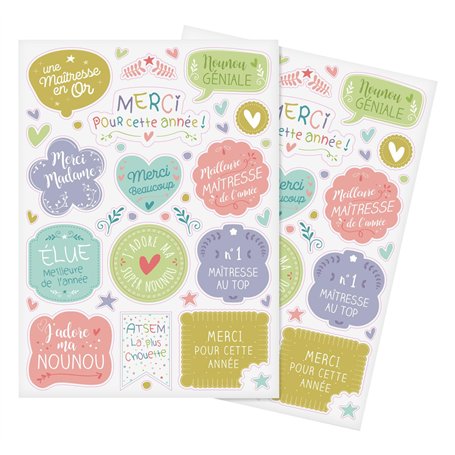 MÉGACRÉA Gommettes Merci Maitresse 74 pièces