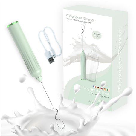 CLIMSOM Mélangeur Biberon Anti-Grumeau Rechargeable USB - Mélange Homogène en Quelques Secondes - 3 Vitesses - Facile à Utiliser