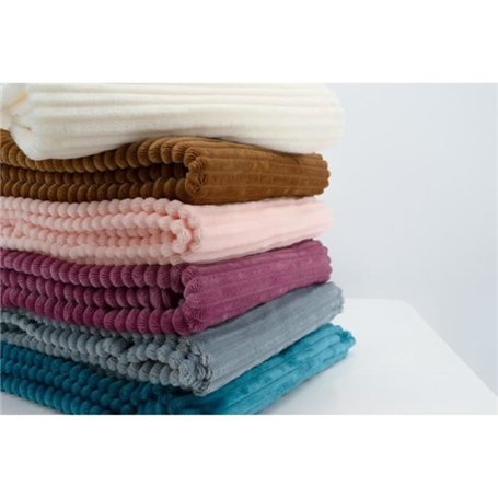 Couverture boudoir - DOMIVA - Lait - 75 x 100 cm - Velours côtelé