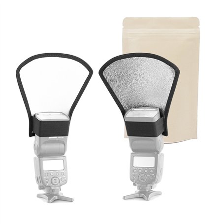 RV Réflecteur pour Flash Cobra Argent et Blanc Recto-Verso Compatible Toutes Marques Nikon Canon YONGNUO Sony PENTAX Olympus VIV