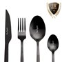 Zinello Design – Ménagère de Couverts Inox Noirs Mats pour 4 Personnes. Ensemble de Couverts de Table Personnalisés 16 Pièces en