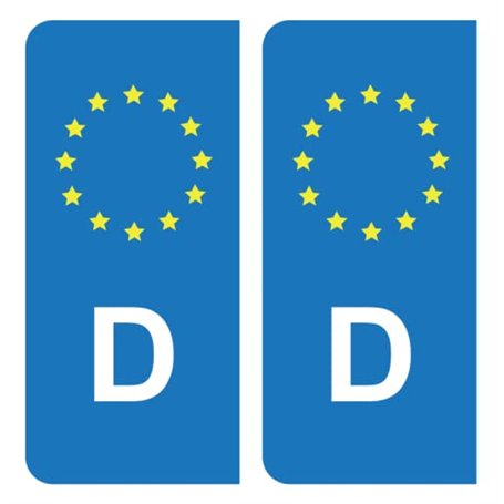 HADEXIA Autocollants Stickers Plaque immatriculation D Allemagne Union Européenne Europe EU Bleu