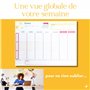 Bloc programme semaine 7 jours - planner A4 pour travail, étude ou organisation familiale. Semainier A4 -Organisateur tableau co