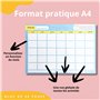 Bloc programme mensuel - planner A4 du mois pour travail, étude ou organisation familiale. Planificateur d'organisation en famil