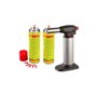 KEMPER - Chalumeau de cuisine professionnel + 2 recharges gaz - Micro torche à allumage piezo- débit de gaz réglable
