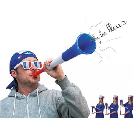 Grande Trompette Vuvuzela France de 59 cm Puissance Bleu Blanc Rouge. Accessoire pour Le Football et Les Célébrations Sportives.