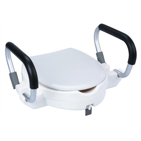 Rehausseur WC avec accoudoirs et couvercle | Siège de toilette | Rehausseur toilette pour personnes âgées et handicapées | Toile