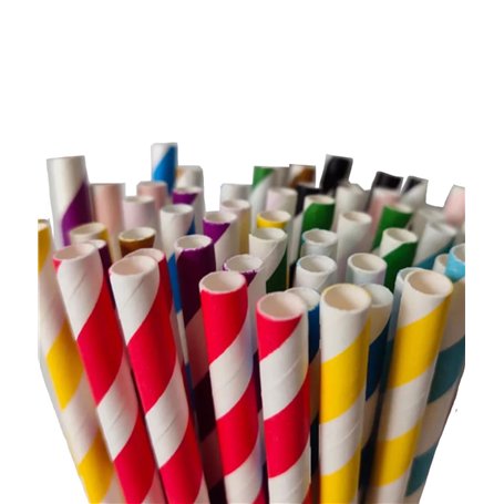maynowax Lot 720 Pailles 100% biodégradables en papier kraft Colorés À Rayures pour toute les Fêtes