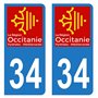 HADEXIA Autocollant Stickers Plaque immatriculation Voiture Auto département 34 Hérault Logo Région Occitanie